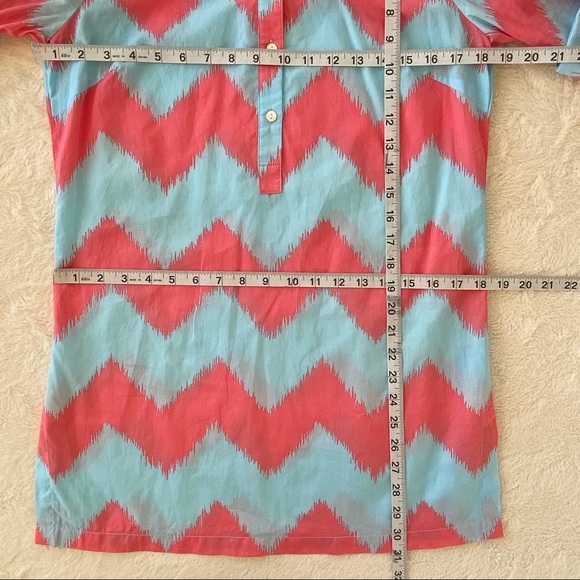 J.McLaughlin blue coral chevron tunic top cotton XS - Picture 5 of 9